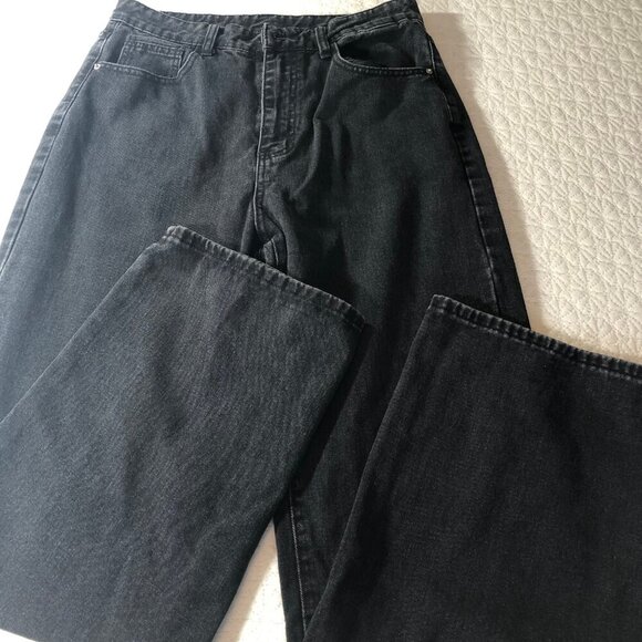SHEIN Denim - Shein Women's Size Large Black Cotton Blend straight Denim Jeans, dark wash